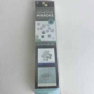 12 Adhesive Small Removable Round Acrylic‎ Mirror Setting Wall Sticker 2-3” Each